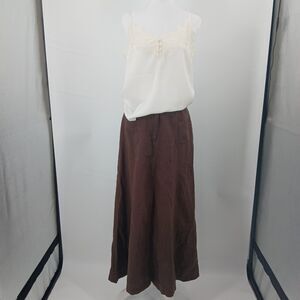 Ecologie 100% Linen Maxi Skirt Womens 10 Brown Boho Beachy Coastal Aesthetic